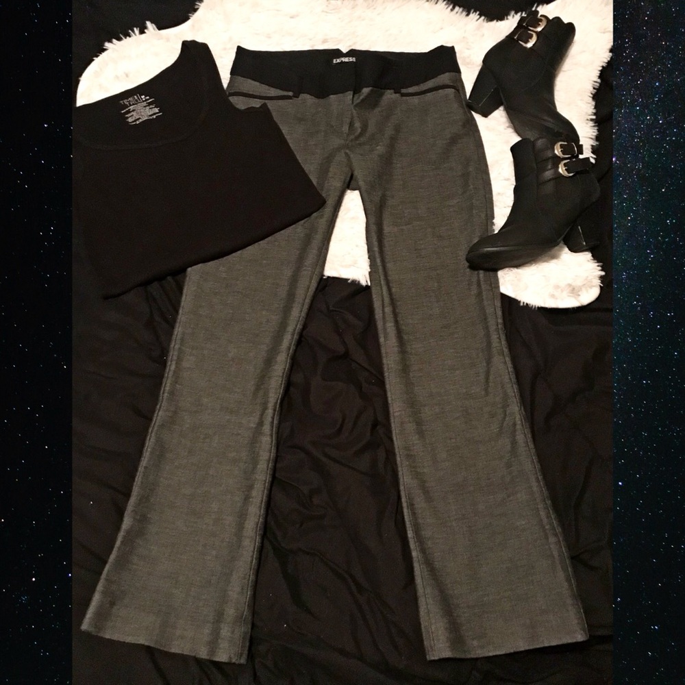 Express Editor Stretch Fit N Flare Gray Pants - image 4